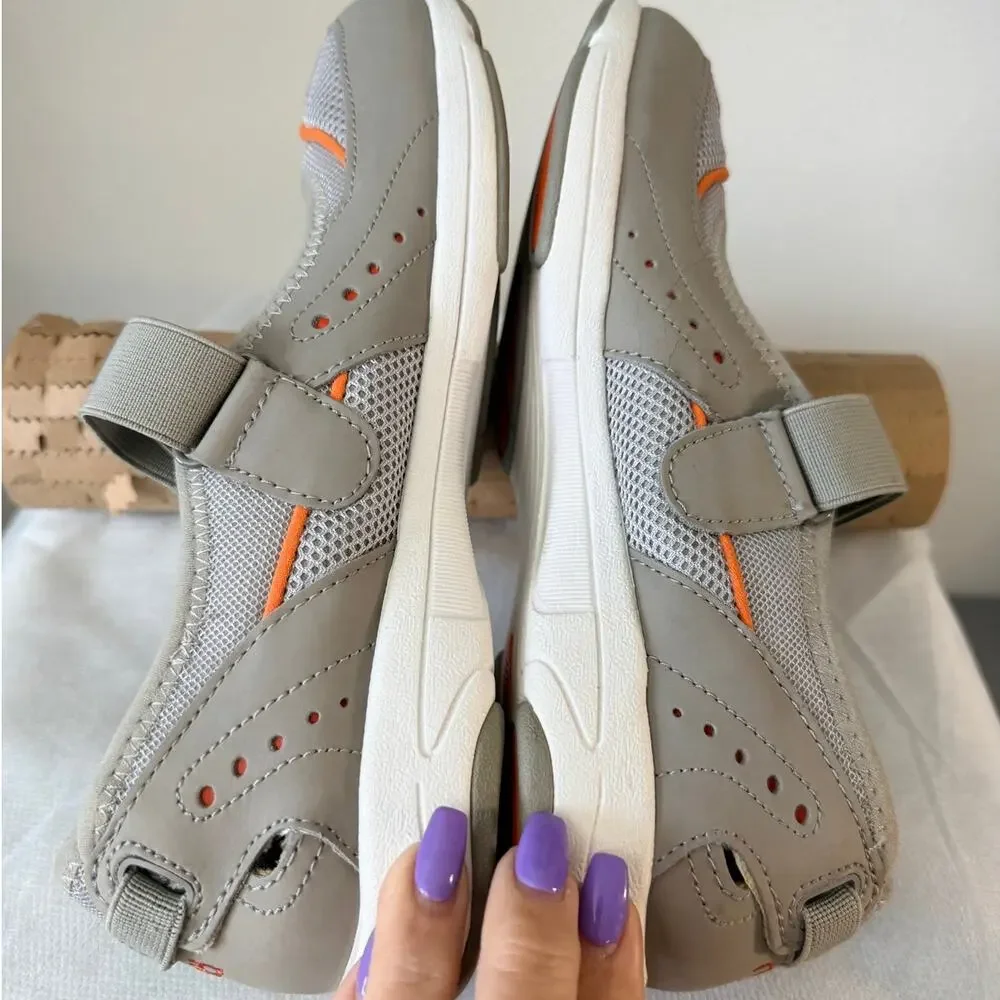 Ryka Mary Jane Sneakers Gray Orange Comfort Walking Shoes Womens 8